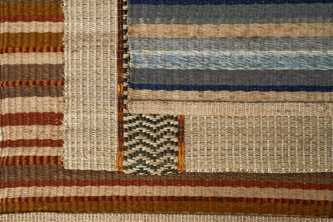  Katünaa fique collection showing handwoven natural fiber baskets, rugs and placemats made by artisans in Boyacá Colombia