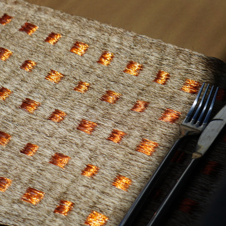 Copper Placemats – Handwoven Fique with Metallic Finish